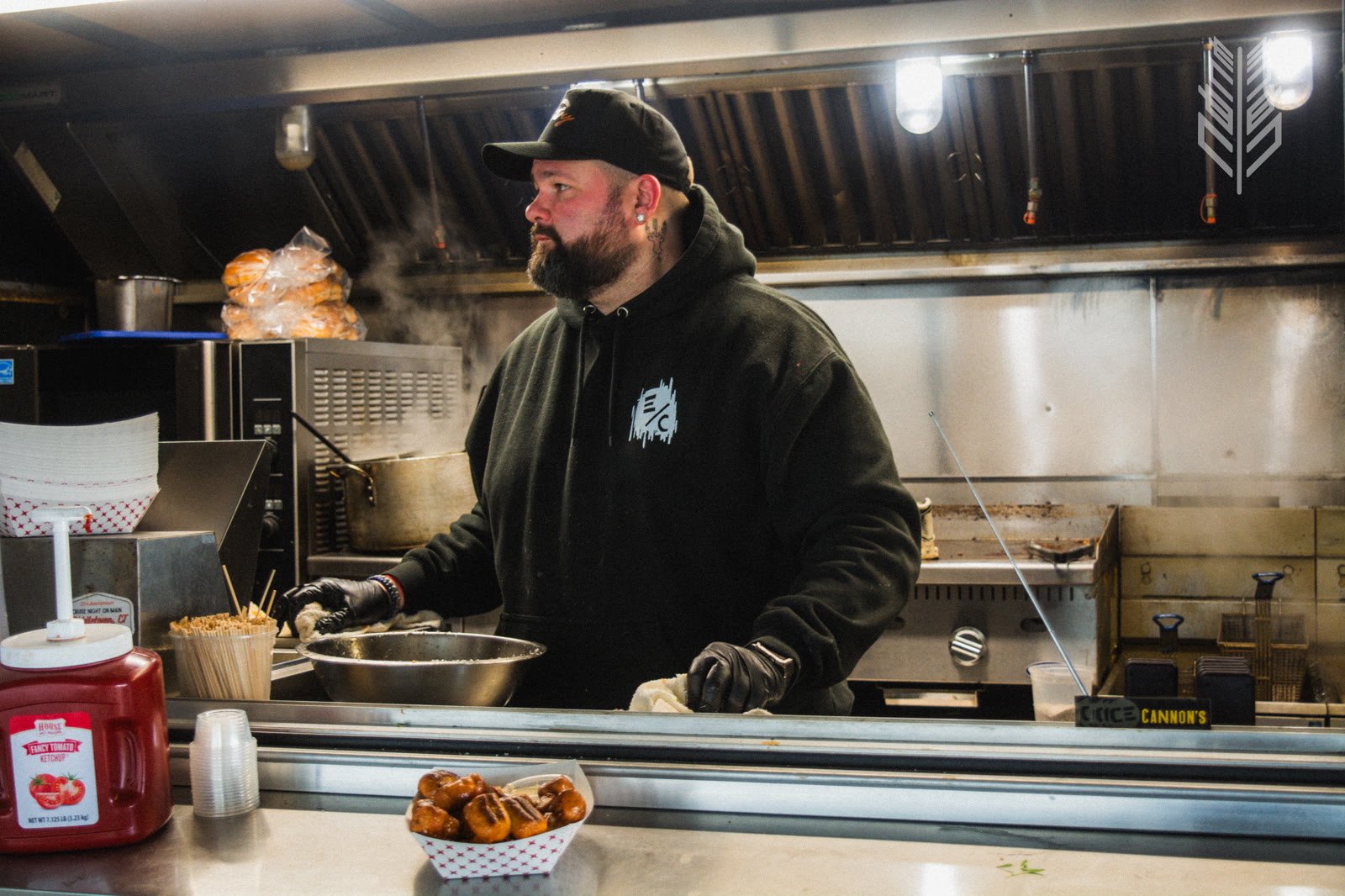 Behind the scenes in the kitchen.