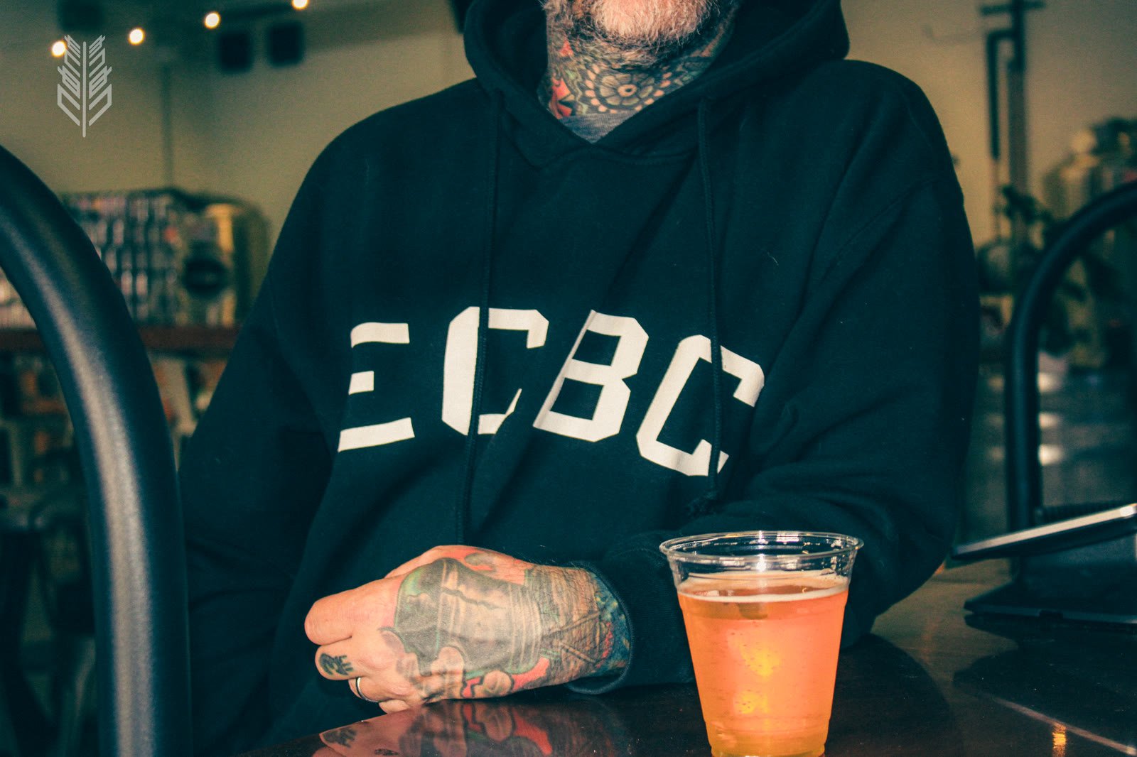 ECBC merch, table-side.