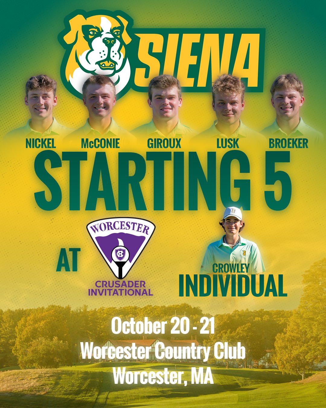 Crusader Invitational Lineup Graphic — graphic design for Siena University Athletic Department